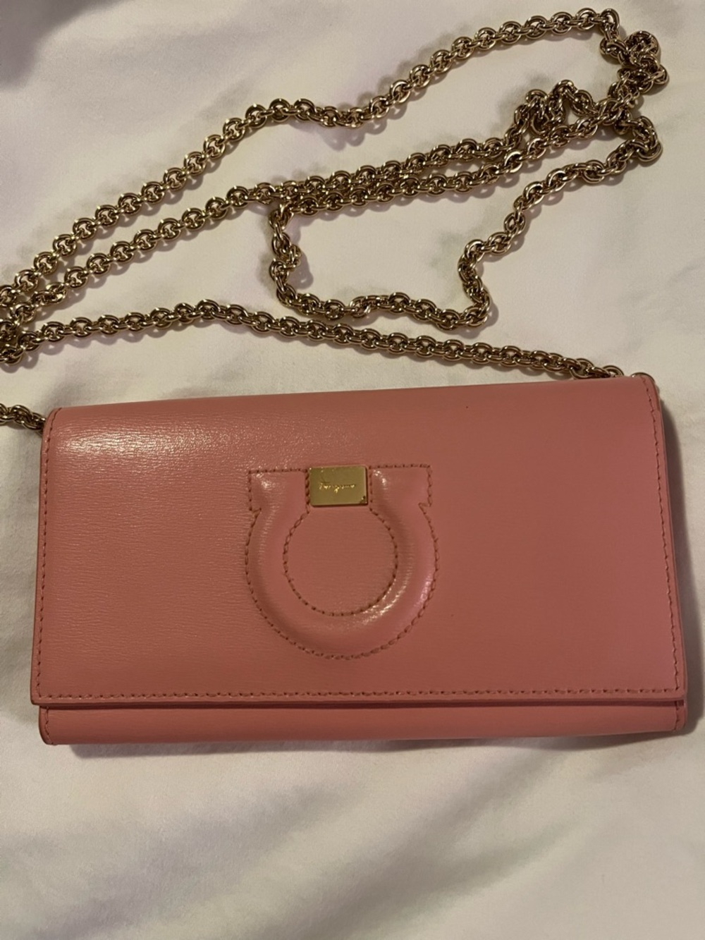 Salvatore Ferragamo Coral Pink Chain Wallet